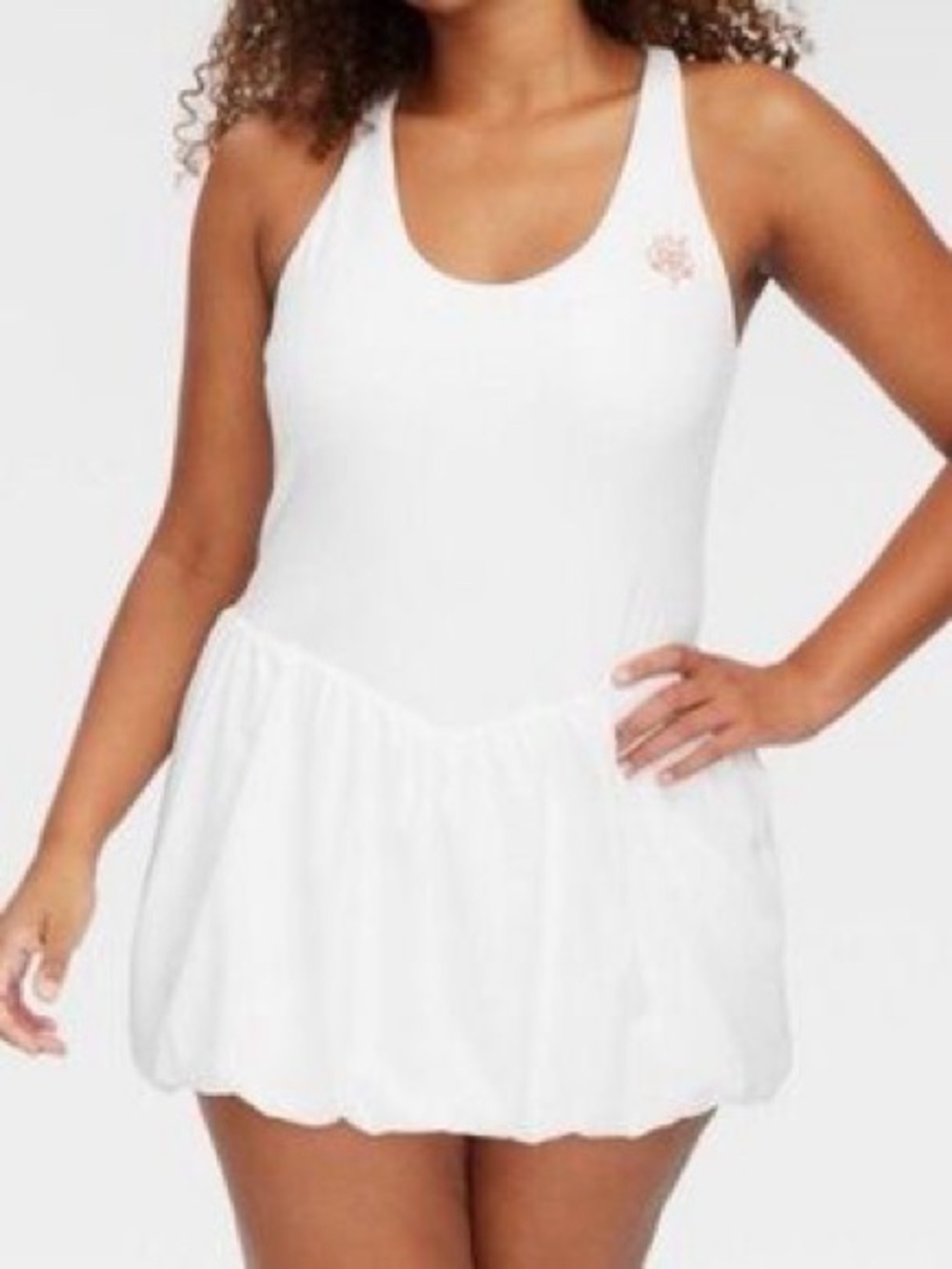 Roller Rabbit White Scoop-Neck Tank Dress with Red Embroidered Logo